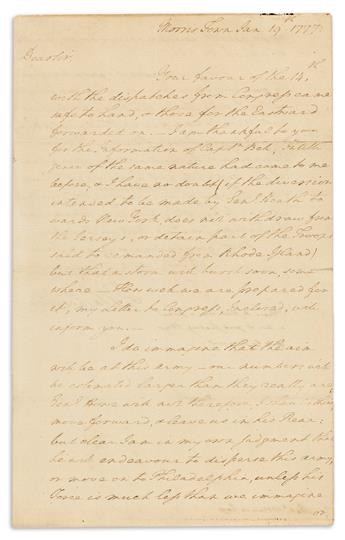 (AMERICAN REVOLUTION.) WASHINGTON, GEORGE. Autograph Letter Signed, "G:Washington," as Commander in Chief, to Robert Morris,